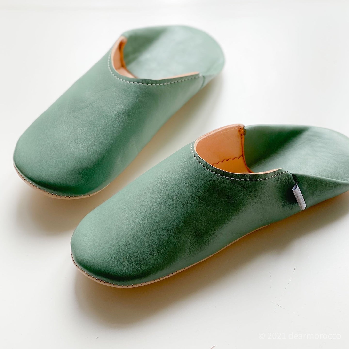 Simple Babouche Bahia blue// dear Morocco original leather slippers