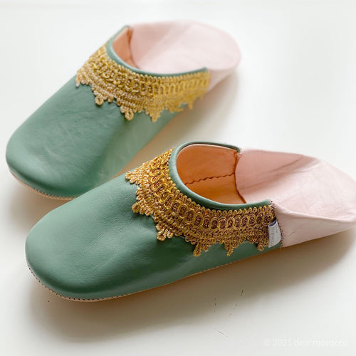 Babouche Malika Bahia Blue// dear Morocco original leather slippers