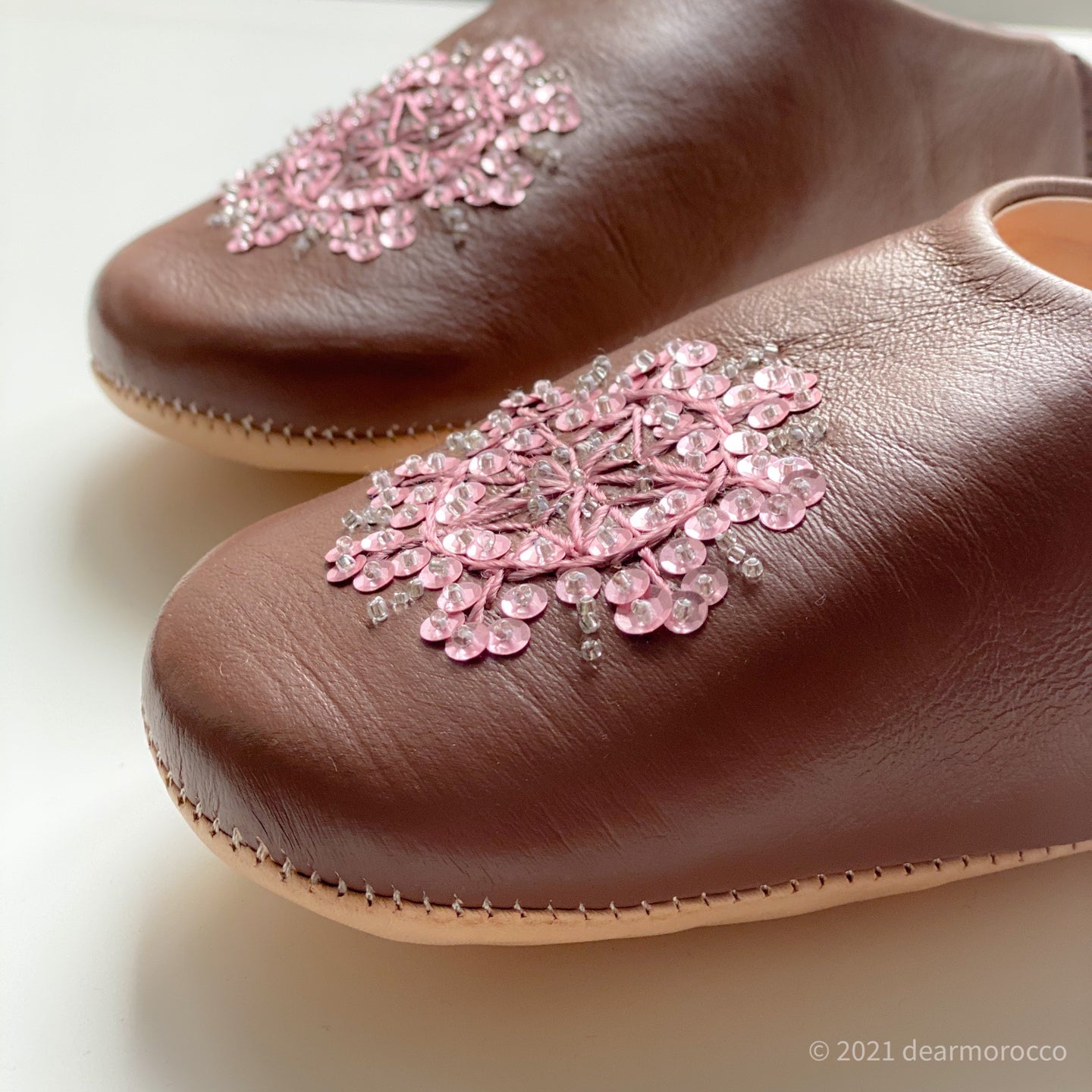 Babouche Stella Bridal rose// dear Morocco original leather slippers