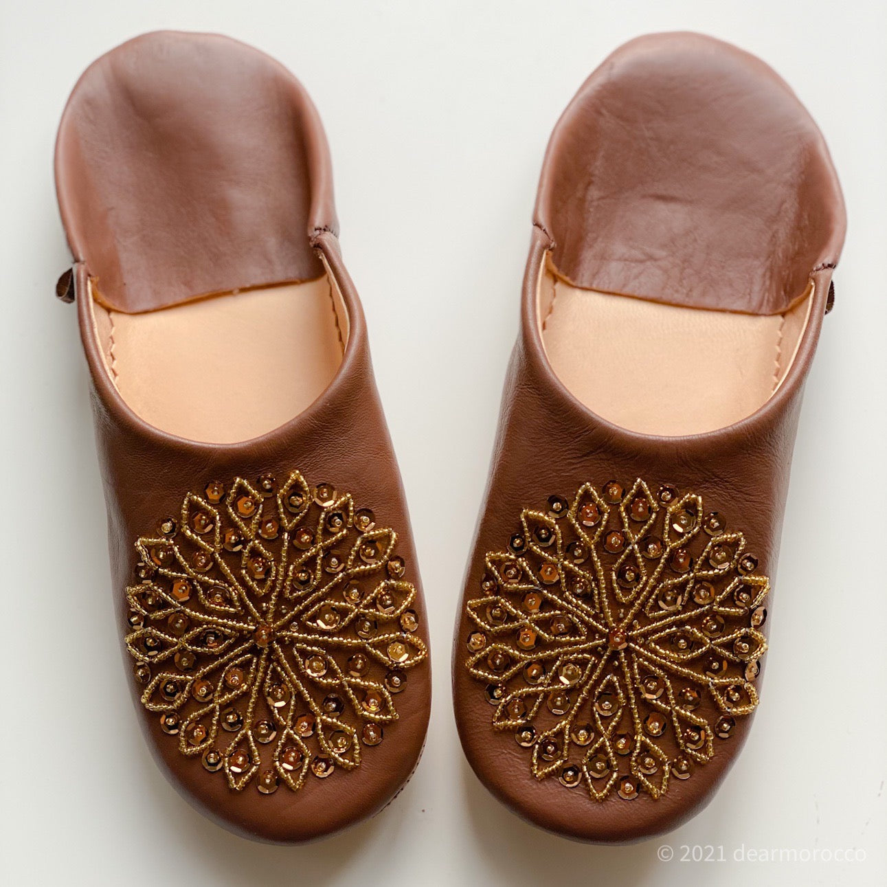 Beads Babouche Cafe// dear Morocco original leather slippers