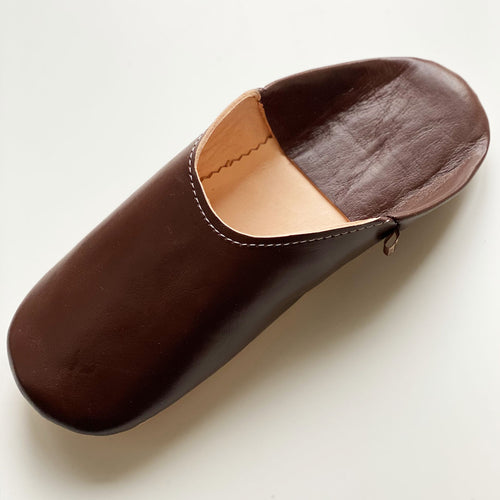 Simple Babouche Bitter Chocolate // dear Morocco original leather slippers