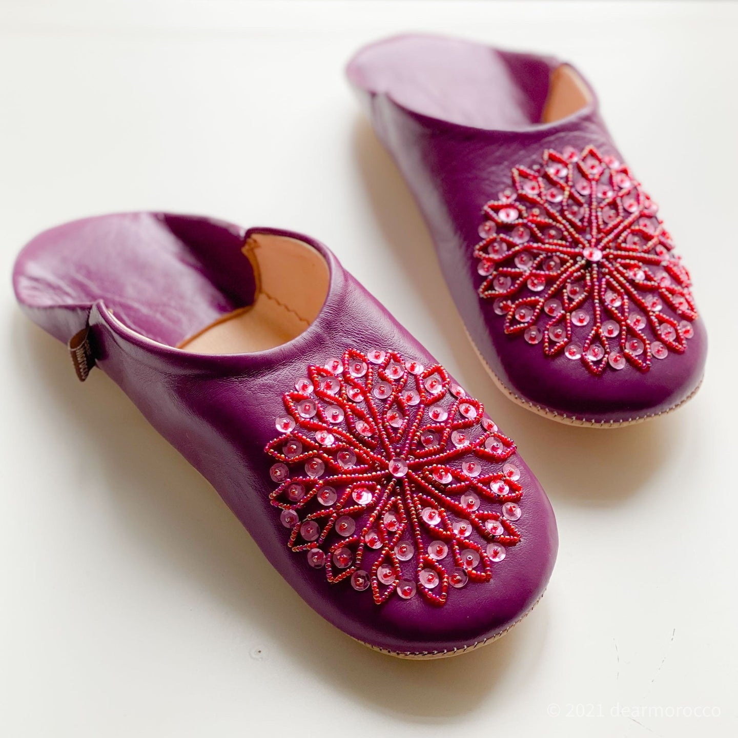 Beads Babouche Dahlia// dear Morocco original leather slippers