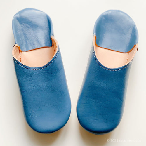 Simple Babouche Light Navy // dear Morocco original leather slippers