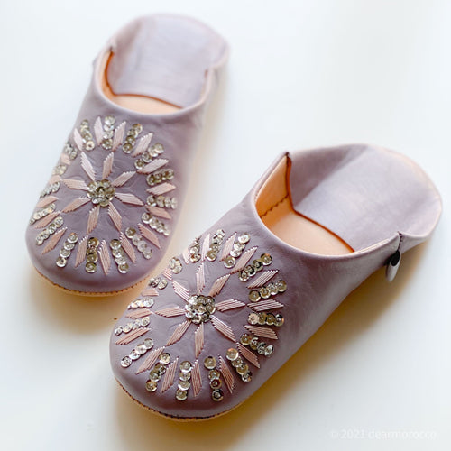 Babouche Spangle Lavender// dear Morocco original leather slippers