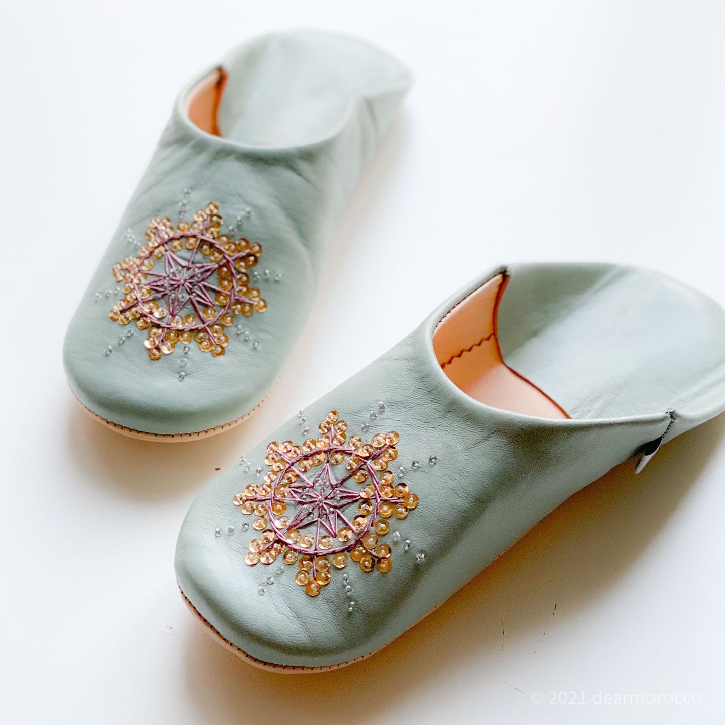 Babouche Stella Mariage Grey// dear Morocco original leather slippers
