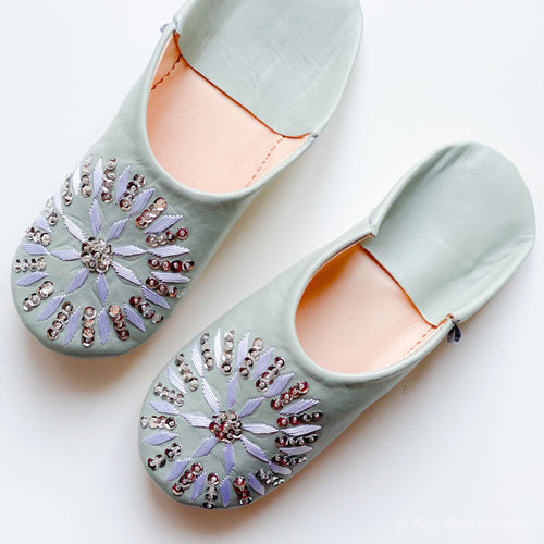 Babouche Spangle Mariage Grey// dear Morocco original leather slippers
