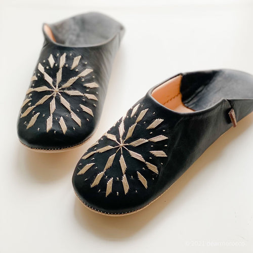 Babouche Embroidery Sumikuro// dear Morocco original leather slippers