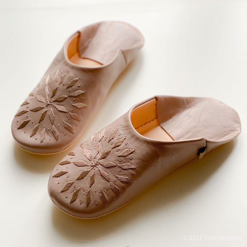 Babouche Embroidery Nuss nuss// dear Morocco original leather slippers