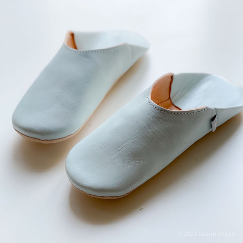 Simple Babouche Pale Blue // dear Morocco original leather slippers