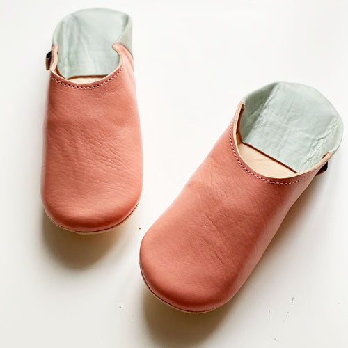 Babouche Double color Peach// dear Morocco original leather slippers