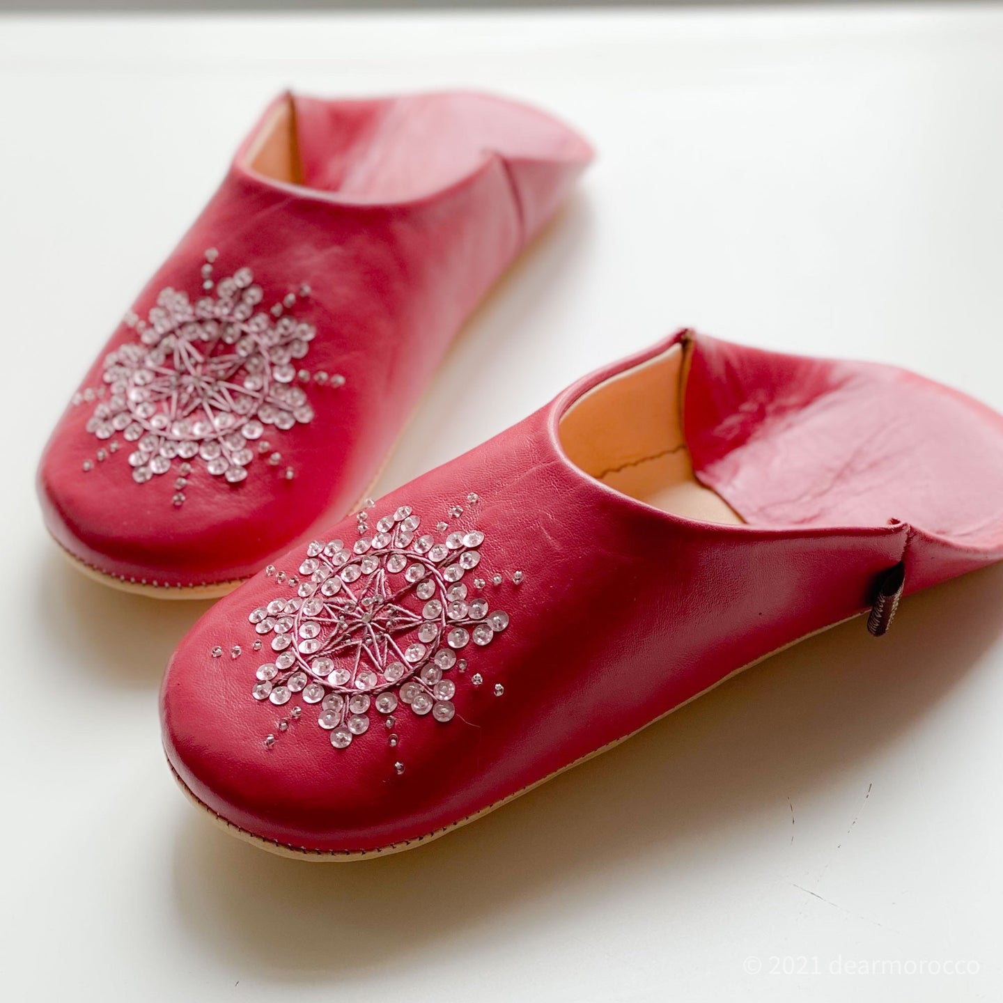 Babouche Stella Baroque rose// dear Morocco original leather slippers