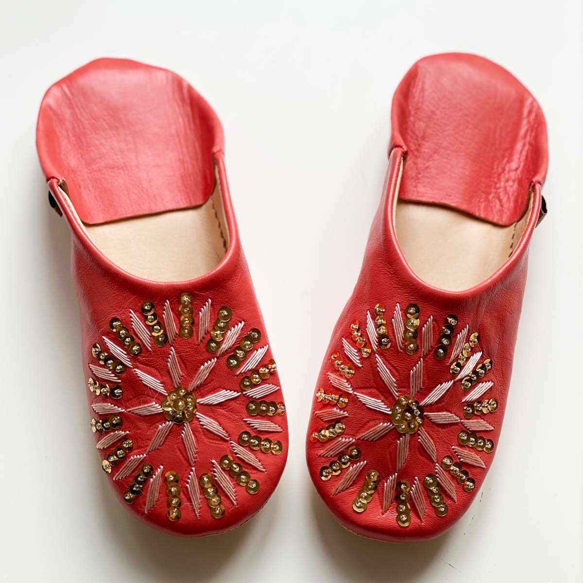 Babouche Spangle Rose// dear Morocco original leather slippers