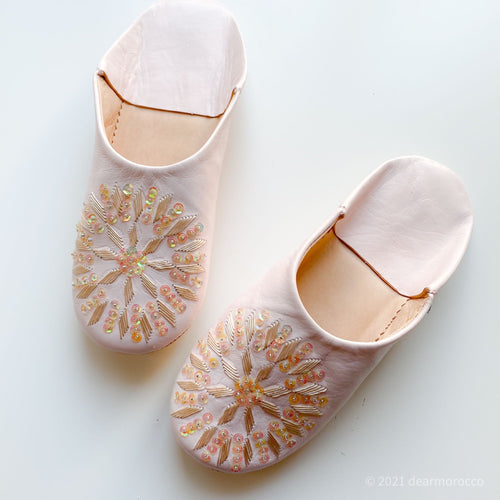 Babouche Spangle Rose water// dear Morocco original leather slippers