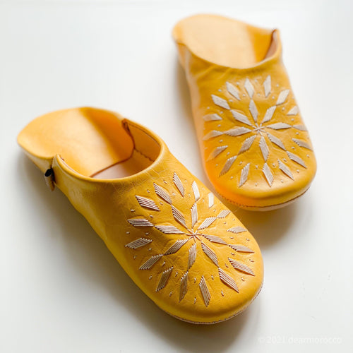 Babouche Embroidery Sunset// dear Morocco original leather slippers