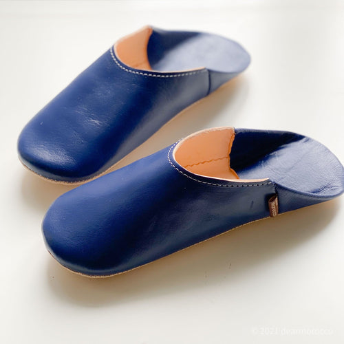 Simple Babouche Twilight Blue// dear Morocco original leather slippers