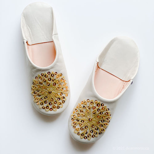 Beads Babouche Shirakaba// dear Morocco original leather slippers